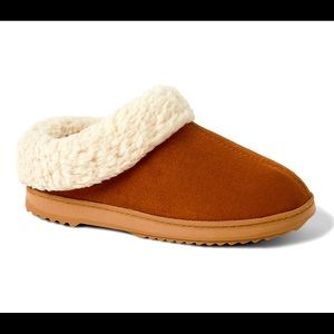 Microsuede Clog Slippers with Sherpa Cuff